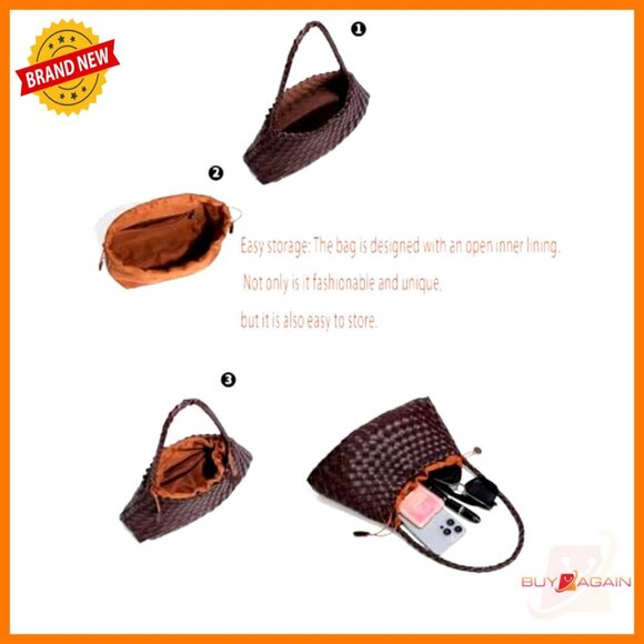 Versatile Woven Tote Bag Crossbody Bag – POPSEWING® Genuine Leather Woven Tote Shoulder Bag with Removable Pocket